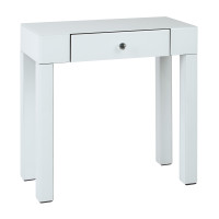 OSP Home Furnishings REF07AS-WH Reflections Foyer Table with a White Glass Finish and Crystal Knob- Assembled
